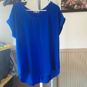 Pleione Blue Dolman Sleeve Boxy Blouse